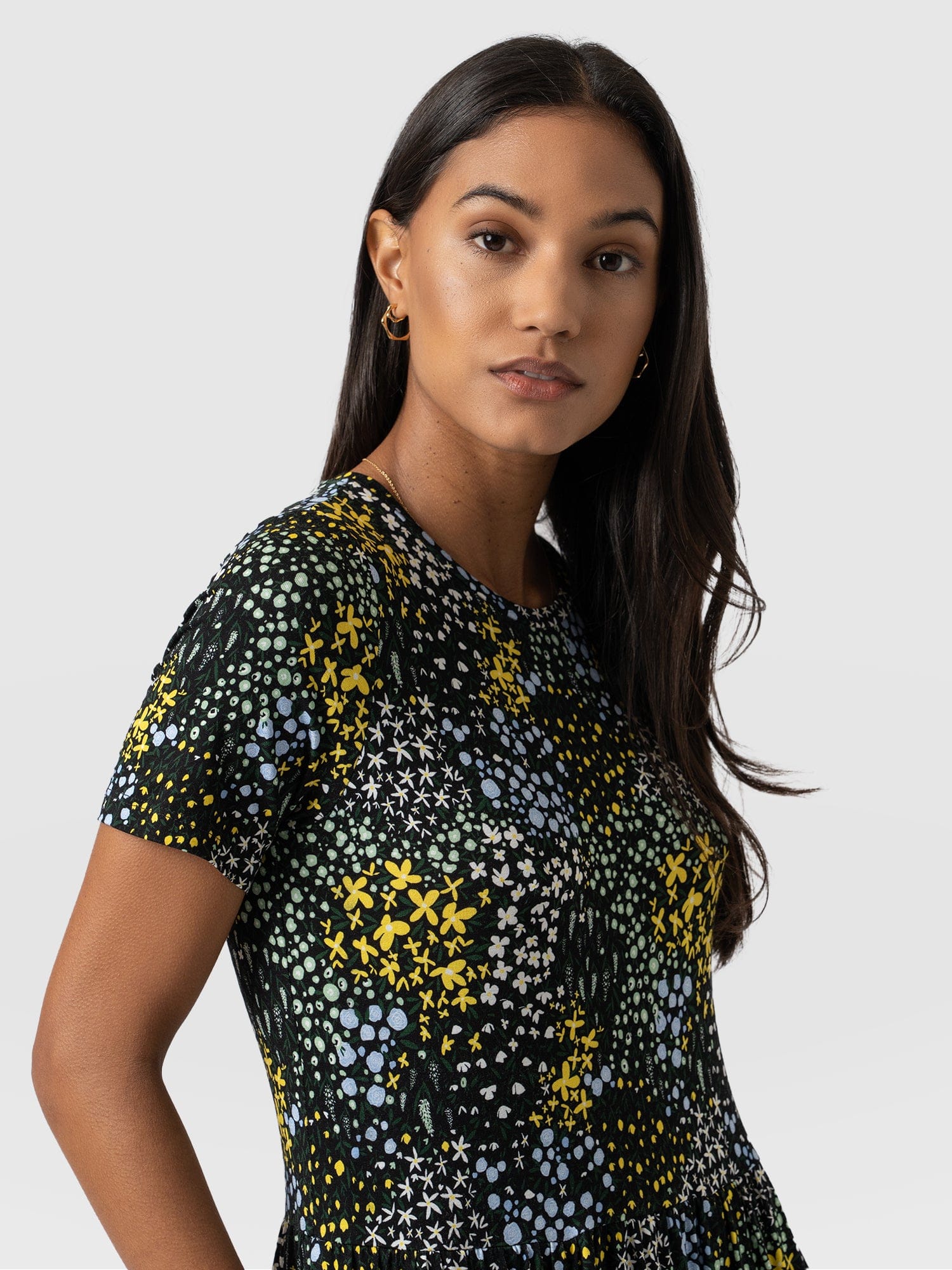 Greenwich Dress Short Sleeve Blue Ditsy Floral - Women's Dresses | Saint + Sofia® EU